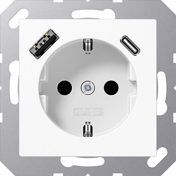 JUNG SCHUKO Steckdose mit USB Typ AC A 1520-15 CA WW